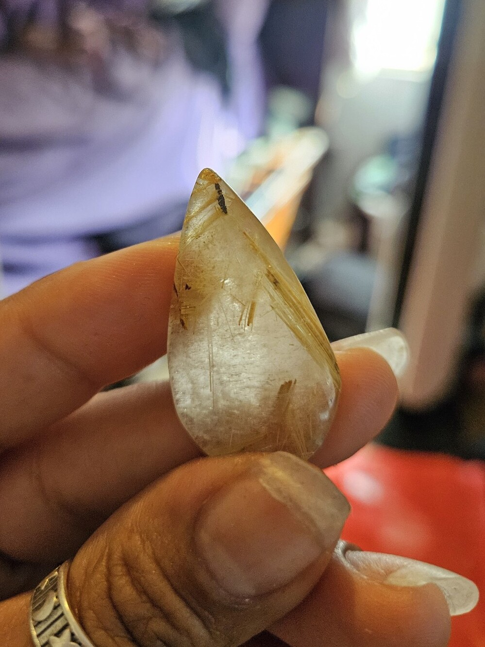 Rutilated Quartz Teardrop And Towers - Clear with Golden Rutile